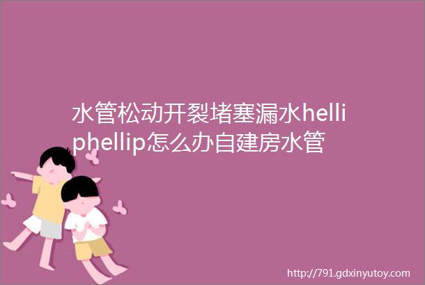 水管松动开裂堵塞漏水helliphellip怎么办自建房水管安装使用常见问题解决