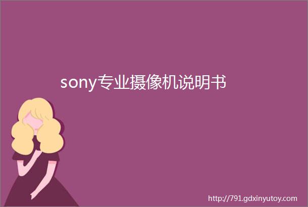 sony专业摄像机说明书