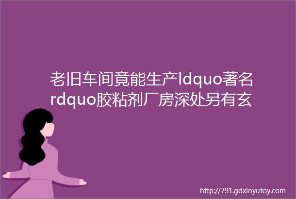 老旧车间竟能生产ldquo著名rdquo胶粘剂厂房深处另有玄机