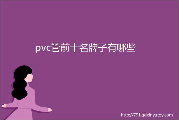 pvc管前十名牌子有哪些