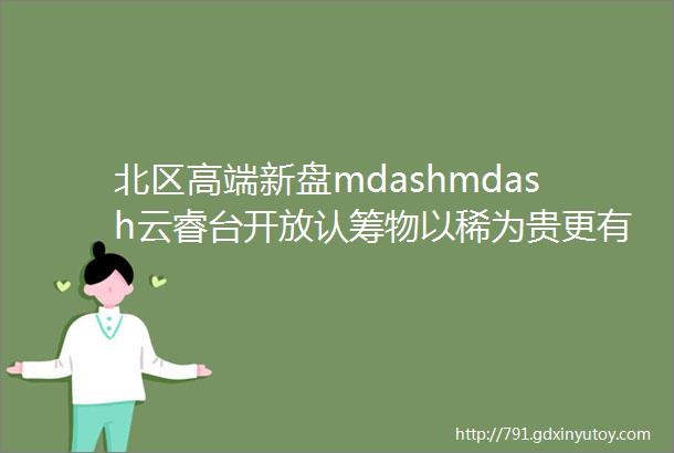 北区高端新盘mdashmdash云睿台开放认筹物以稀为贵更有大量户型图曝光