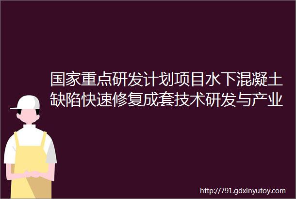 国家重点研发计划项目水下混凝土缺陷快速修复成套技术研发与产业化示范