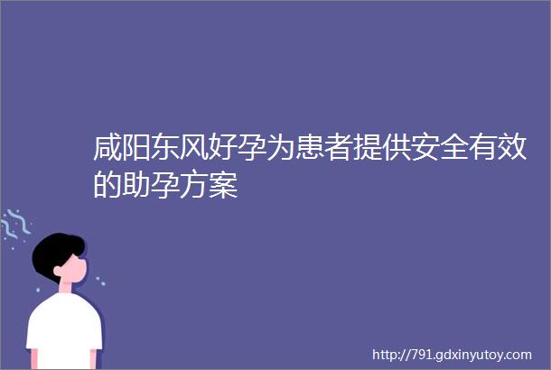 咸阳东风好孕为患者提供安全有效的助孕方案