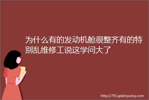 为什么有的发动机舱很整齐有的特别乱维修工说这学问大了