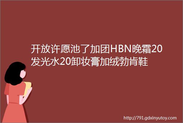 开放许愿池了加团HBN晚霜20发光水20卸妆膏加绒勃肯鞋