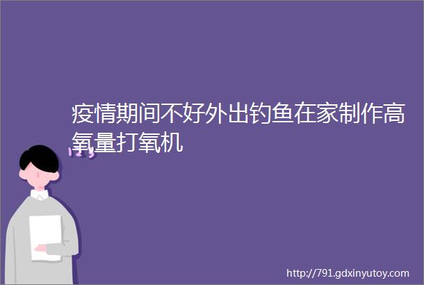 疫情期间不好外出钓鱼在家制作高氧量打氧机